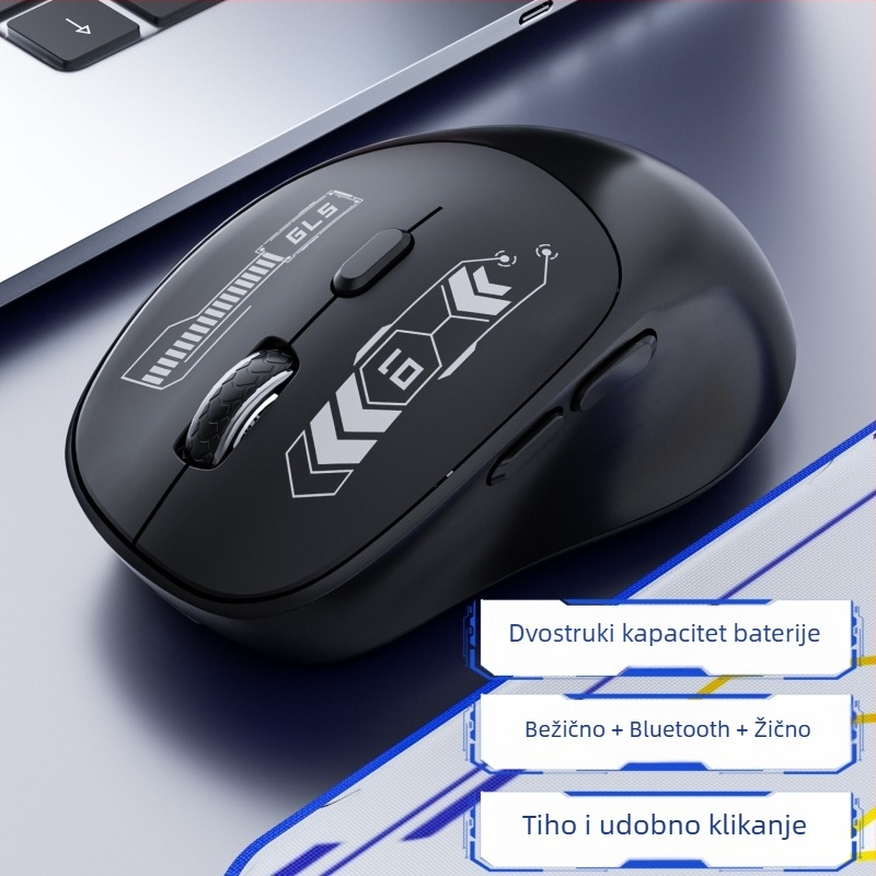 Bežični Bluetooth miš za igre s dualnim načinom rada, tih rad, za laptop i ured
