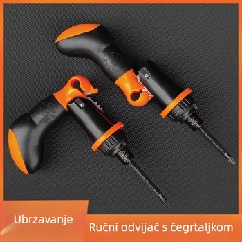 Kontinuirani ručni odvijač s ručnim pogonom i mehanizmom s razračun, ubrzano djelovanje, višefunkcionalan naprijed/nazad, set bitova s ravnim i križnim vrhom