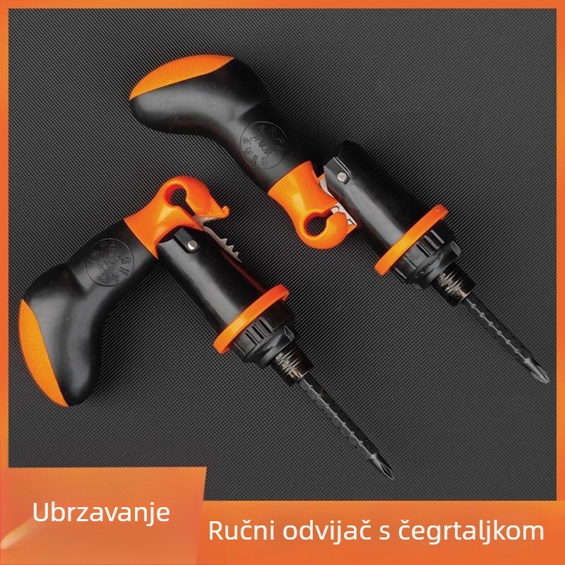 Kontinuirani ručni odvijač s ručnim pogonom i mehanizmom s razračun, ubrzano djelovanje, višefunkcionalan naprijed/nazad, set bitova s ravnim i križnim vrhom