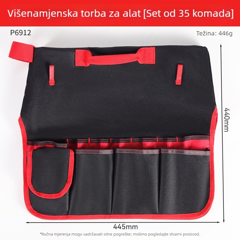 Višenamjenska torba–kofer za alate s više džepova, debeli Oxford platno, vodootporna, otporna na ogrebotine i habanje, velika kapacitet