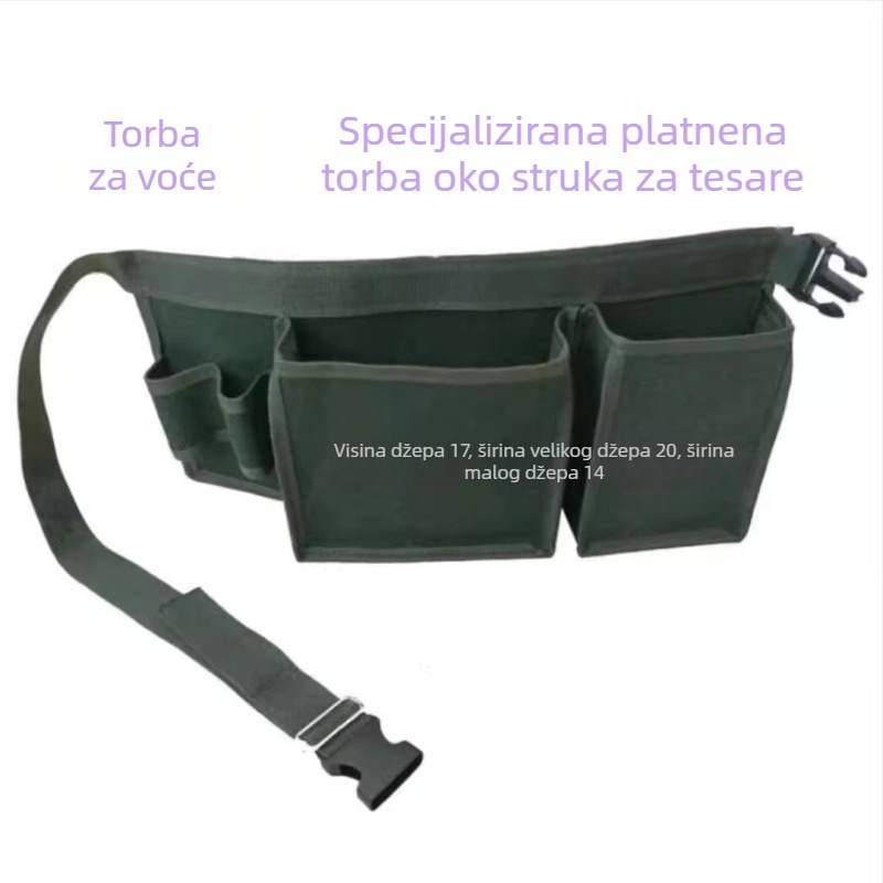 Izdržljiva platnena torba za alat s višestrukim džepovima na pojasu, pogodna za podrezivanje voćnih drveća, ribolov, popravke i obradu drveta