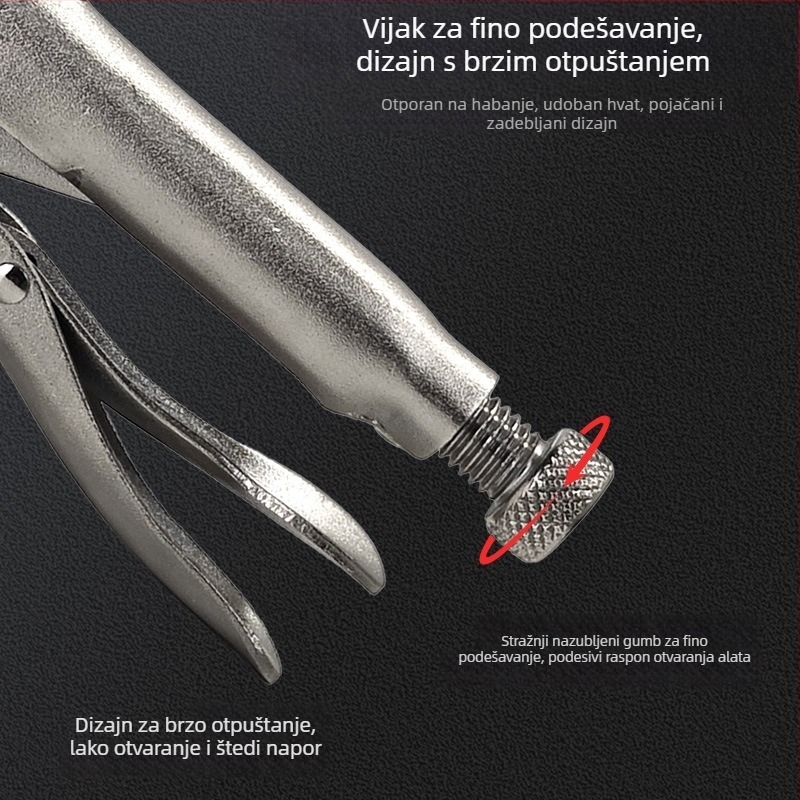 Klešta s dugim nosom, samoregulirajuća, uz veliki otvor – klešta za hvatanje i stezanje