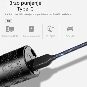 T6 Zoom LED svjetiljka – kompaktna, ultra jaka s dugim dometom, punjiva, za kampiranje i kućnu upotrebu.