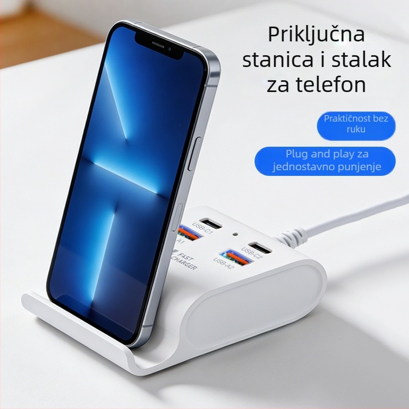 USB 3.1 4-portni hub za napajanje s držačem za telefon