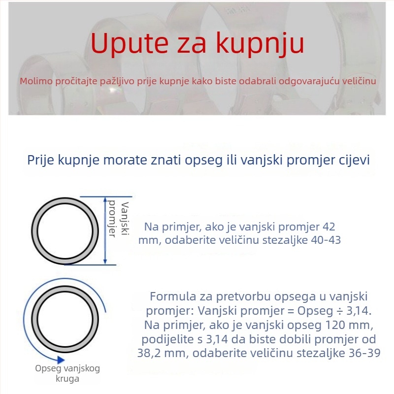 Europski stil teška cijevna stezaljka, galvanizirano željezo, otvorena glava