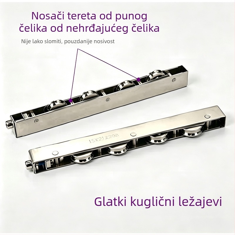 Na lageru: vodilica za klizna vrata s teškim, tihim točkovima od nehrđajućeg čelika 304, vratilo za vrata i prozore
