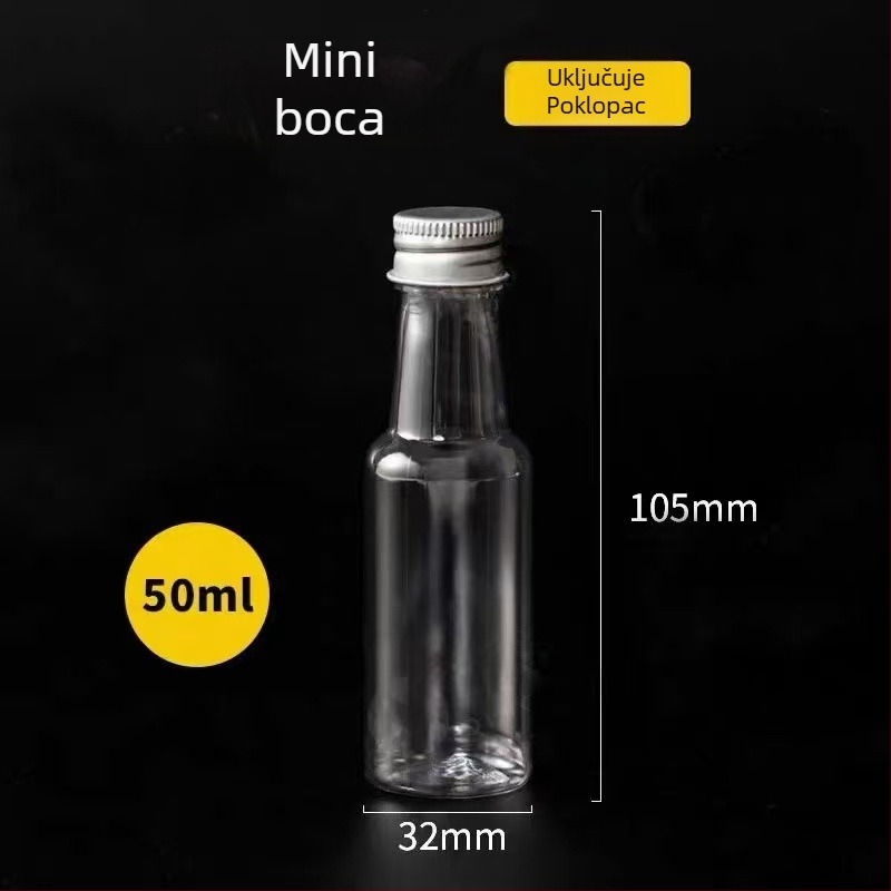 50 ml mini bočica alkohola od PET plastike, bočica za koktele malog kapaciteta, čašica za degustaciju, kreativna bočica