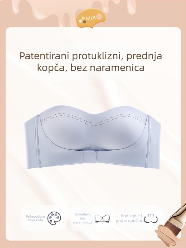 Ženski bezrameni bandeau grudnjak, protiv sklizanja, push-up, nevidljiv, bezšavni, oblikuje leđa, zaštita od izlaganja, seksi