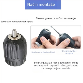 Čeljustni držač bušilice, automatsko zaključavanje, 0,8–10 mm