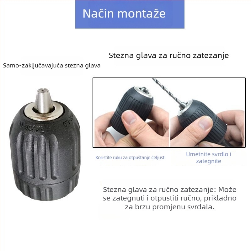 Čeljustni držač bušilice, automatsko zaključavanje, 0,8–10 mm