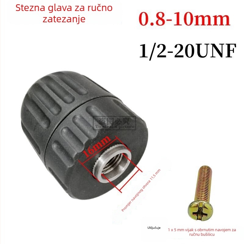 Čeljustni držač bušilice, automatsko zaključavanje, 0,8–10 mm