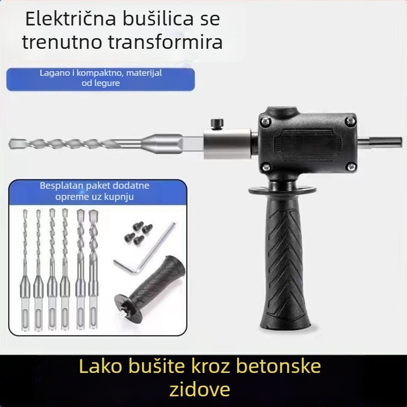 Glava za pretvaranje bušilice u udarnu bušilicu/kladivu, lagana, kompaktna, snažna, za kućnu upotrebu, bušenje betona i zidova od cementa.