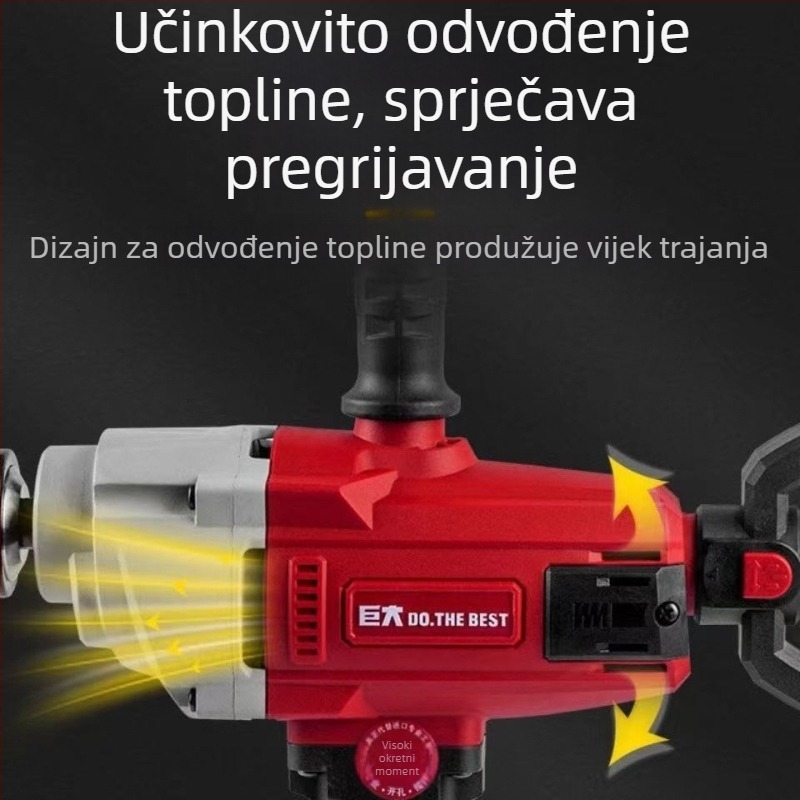 Visokoučinkovita ručna miješalica bušilica s bezstupanjskom regulacijom brzine, 16 mm čahura, za žbuku, mort, boju i malter