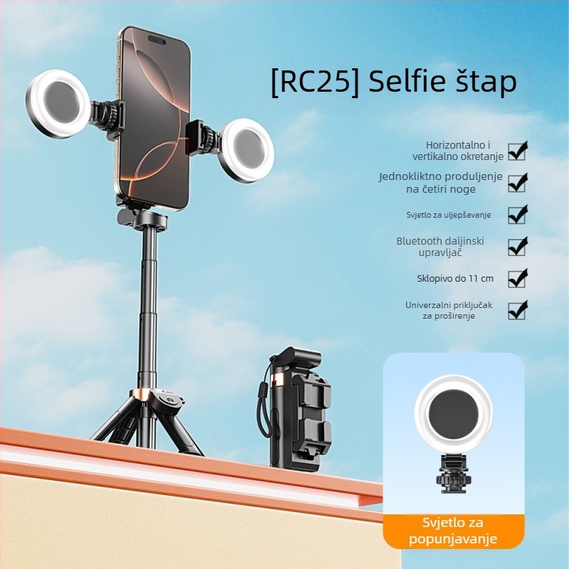 RC25 Mini Prijenosni Selfie Štapić za Telefon s Četveronožnim Stativom