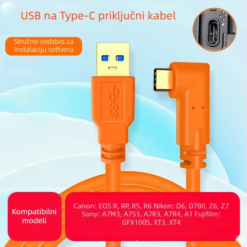 USB Type-C kabel za Sony A7M3, A7R3 i A7R4 kamere za povezivanje s računalom, brzi prijenos podataka