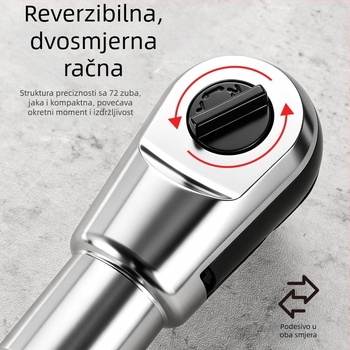 Električna glava za racni ključ M28, 1/2 inča, 72 zuba, dvodirekcijski, visok moment