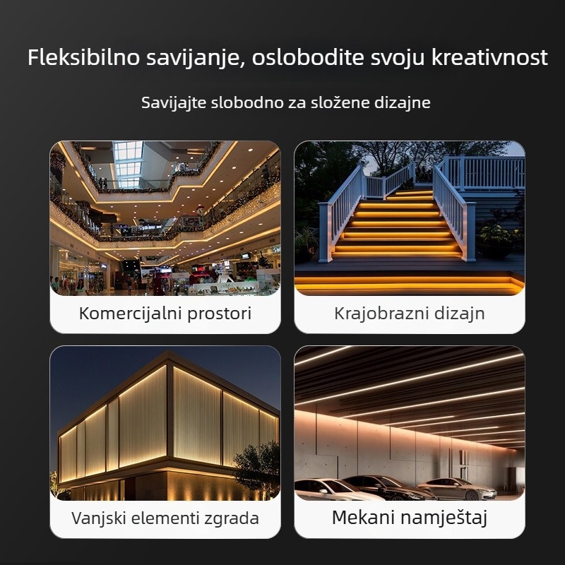 Fleksibilna silikon LED traka za linearno osvjetljenje s aluminijskim kanalom, ugradnja u dnevni boravak, visoka svjetlina