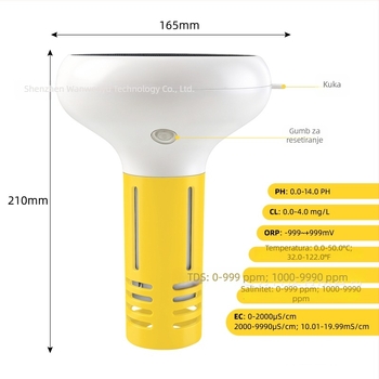 Solarni WiFi 7-in-1 mjerač kvalitete vode s pH, ukupnom tvrdoćom, slanošću, ORP i preostalim klorom za bazene
