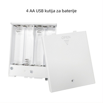 Bijeli kućište za napajanje s 4 AA baterije, 6V u seriji, USB izlaz, za LED trake u igračkama