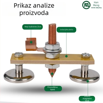 Snažno magnetsko uzemljenje za popravak lima, bakrena uzemljiva kliješta za zavarivanje, automobilsku oblikovnu mašinu, uzemljiva kabel