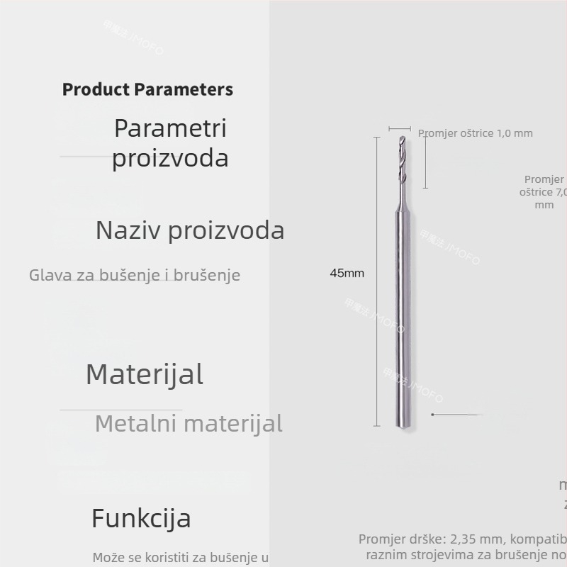 Glava bušilice za nokte sa dijamantnim uložkom, produženi vrh za brzo bušenje rupa, tungsten čelični bušač za manikuru