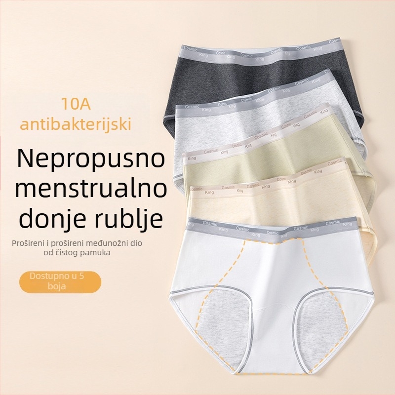 Ženske menstrualne gaćice od 100% pamuka, s pamukom u kroju i slojem protiv curenja