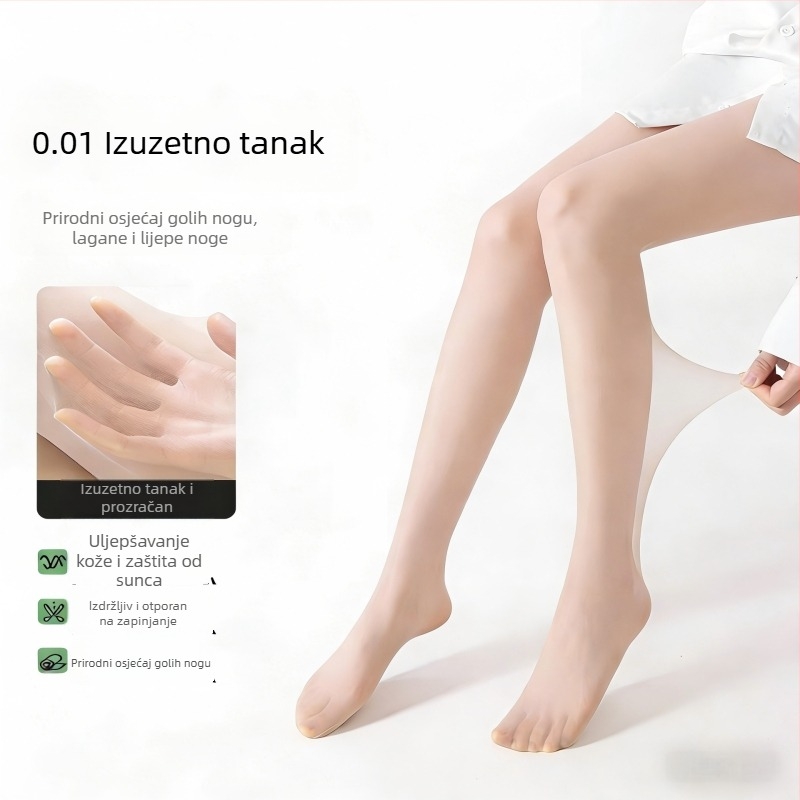 Ženske ultra tanke čarape za ljeto, anti-zapetljavanje, otporne, seksi, prirodna nijansa kože, UV zaštita, ultra tanke, za stjuardese