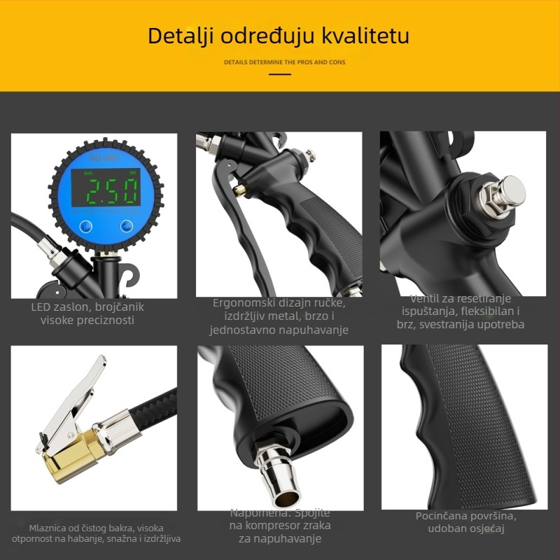 Digitalni mjerač tlaka u gumama s LED LCD zaslonom