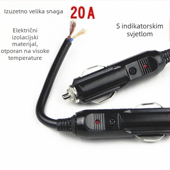 Automobilski utikač za upaljač (muški), s indikatorskim svjetlom, 20A