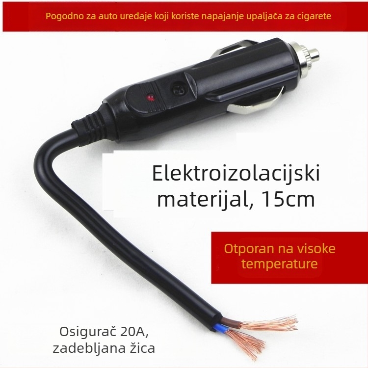 Automobilski utikač za upaljač (muški), s indikatorskim svjetlom, 20A