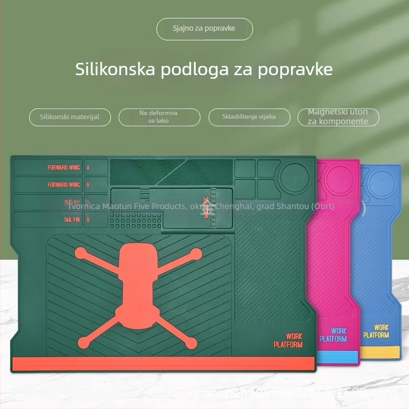 Nova verzija radne podloge za popravak dron ploče s višestrukim odjeljcima, vodootporna i toplinski izolirana silikonska podloga