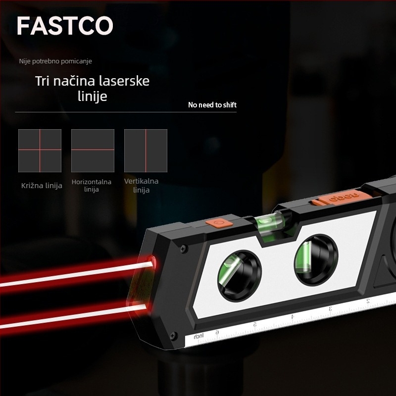 Tri u jednom: višenamjenski laserski infracrveni niveli alat s križnim linijskim mjernim trakom