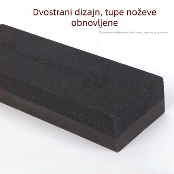 Dvostrani uljni kamen za oštrenje s smeđim korundom, kuboidnog oblika, za oštrenje kuhinjskih noževa i škara.