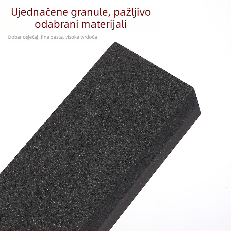 Dvostrani uljni kamen za oštrenje s smeđim korundom, kuboidnog oblika, za oštrenje kuhinjskih noževa i škara.