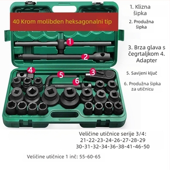 3/4 težak pneumatski set utičnih navoja, 26 komada, 1/2 in i 1 in pogon, set za popravak automobila