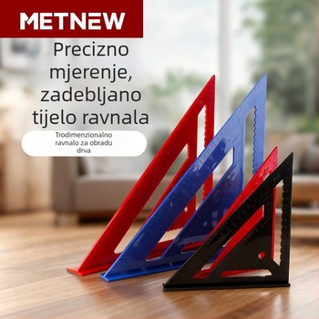 Višefunkcionalni plastični trokut mjernik s preciznom kaljenom plastikom, 90° i 45°, za obradu drveta i dekoracije, izuzetno debel