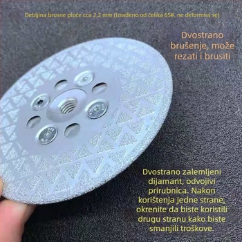 Diamantni disk za rezanje i brušenje mramora, granita, keramičkih pločica i kvarcnog kamena, promjer 100 mm