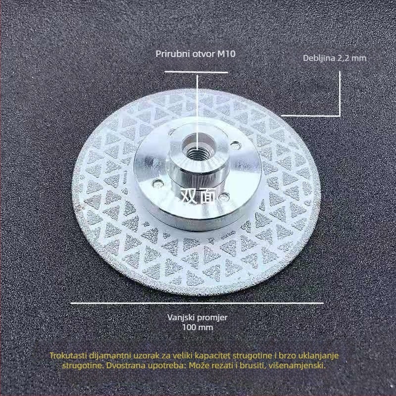 Diamantni disk za rezanje i brušenje mramora, granita, keramičkih pločica i kvarcnog kamena, promjer 100 mm
