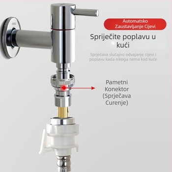 Bakreni slavina za perilicu rublja s automatskim zatvaranjem i universalnim 1/2-inč adapterom s provjerni ventil