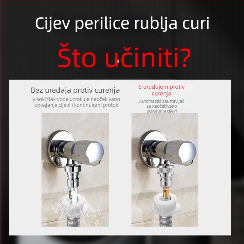 Bakreni slavina za perilicu rublja s automatskim zatvaranjem i universalnim 1/2-inč adapterom s provjerni ventil
