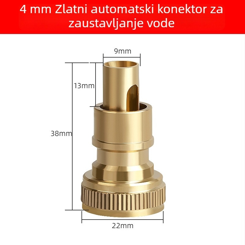 Bakreni slavina za perilicu rublja s automatskim zatvaranjem i universalnim 1/2-inč adapterom s provjerni ventil
