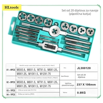 Metrički set za navoj (tap i die), velik okvir, legirano čelika