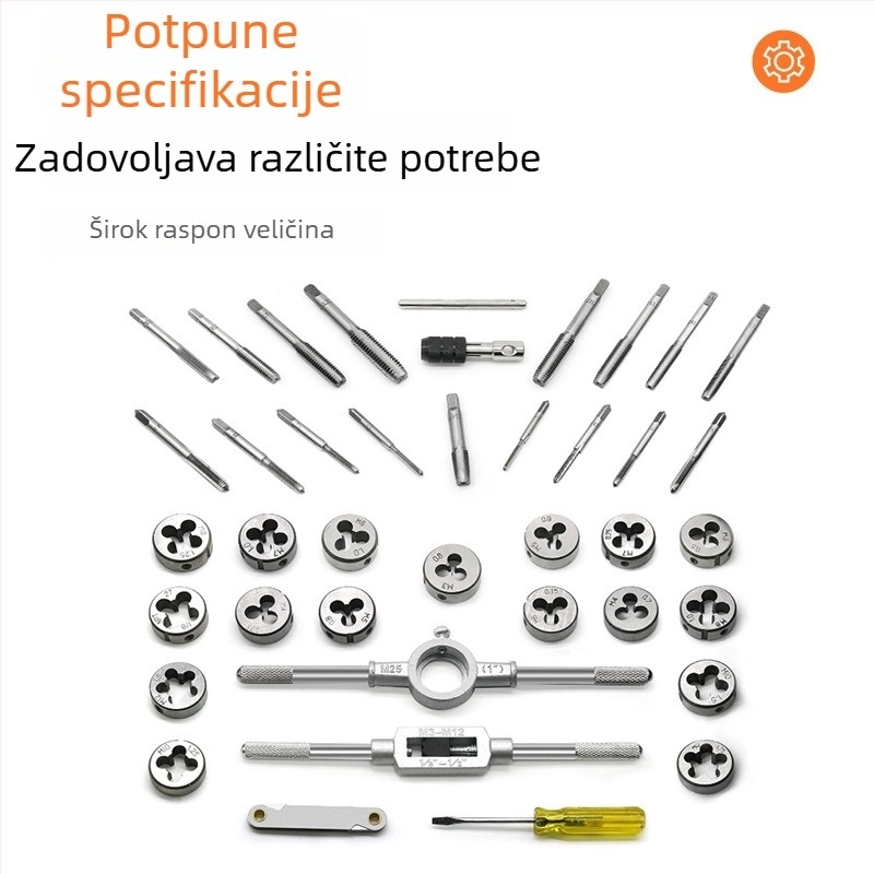 60-dijeli set za navojne alatke, metrički i imperijalni navoji, ručni alati za navojno rezanje, set taps kliješta