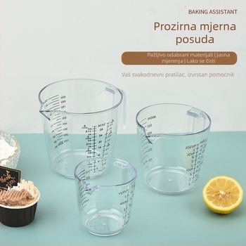 Prozirna plastična mjerna šalica sa skalom za kuhinju, 300/600/1000 ml, čvrst PS materijal