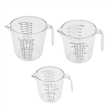 Prozirna plastična mjerna šalica sa skalom za kuhinju, 300/600/1000 ml, čvrst PS materijal