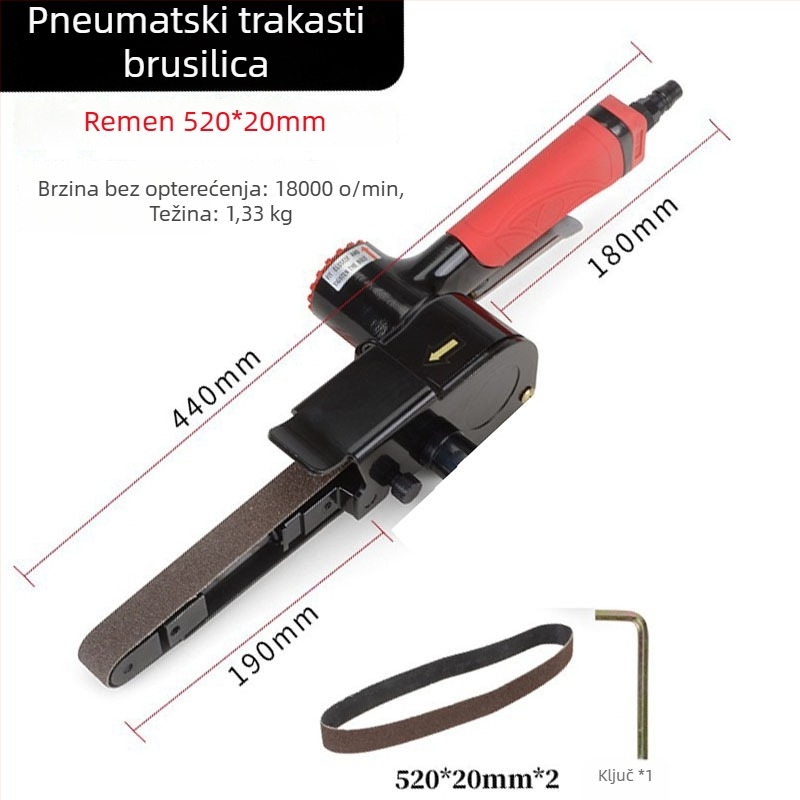 Pneumatska ručna brusilica za poliranje i brušenje, rotirajuća traka za brušenje 10/20 mm, suho brušenje, prijenosno