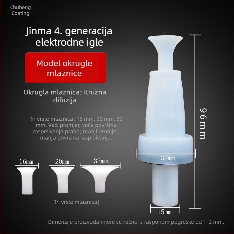 Jinma Četvrta Generacija Elektrostatskog Pištolja za Prskanje, Vodljiva Igla, Glava za Práš, Kružno/Ravno Mlaznica, Držač Elektroda, Pribor za Stroj za Prskanje