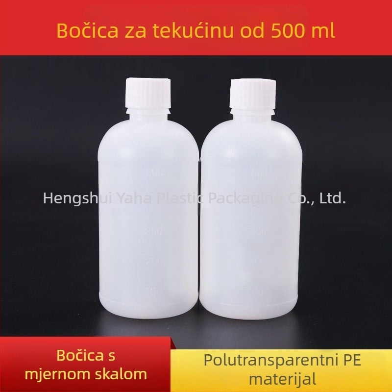 500 ml PE plastična boca s uskim vratom i mjernom skalom — poluprozirna bočica za reagense s navojnim poklopcem