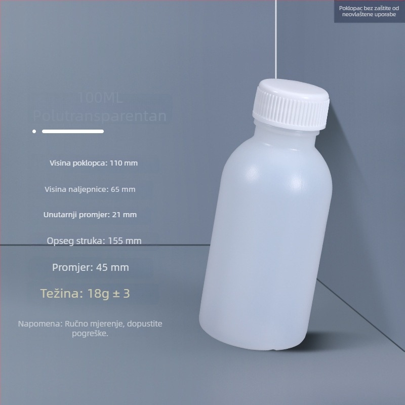 HDPE boca za reagente, hrana-razred kvalitete, zatvorena posuda za uzorke 100 ml, za alkoholne tekućine, plastična boca