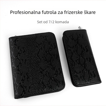 Kožna torba za pohranu alata za frizere, minimalistički dizajn, set od 7 škare